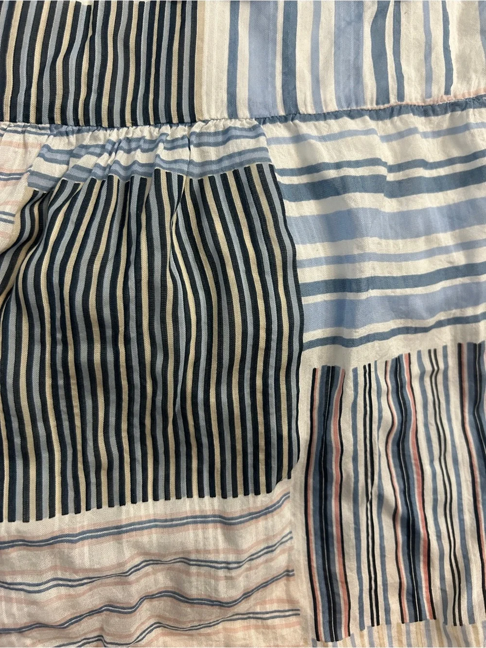 LOFT Patchwork Tie Waist Midi Dress Size M